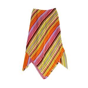 Metro Style Y2K Colorful Striped Asymmetrical Maxi Skirt Size 8 Boho Maximalist